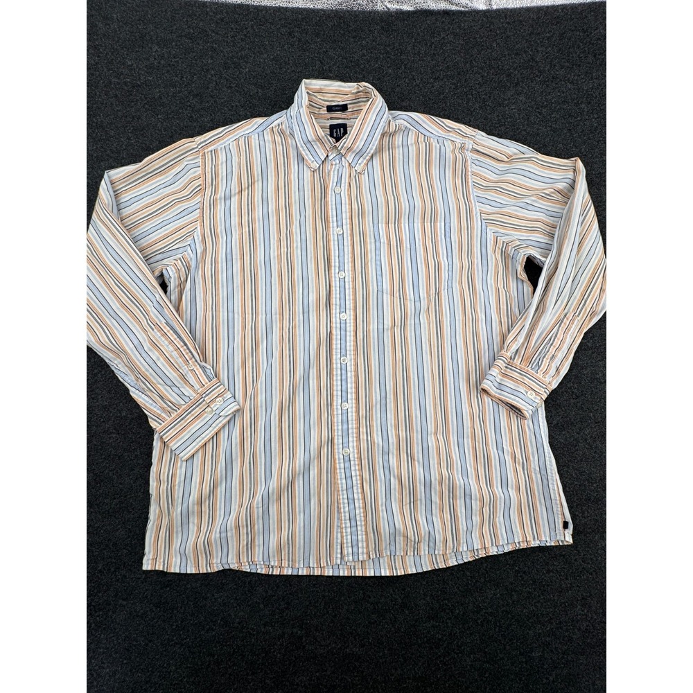 Gap Shirt Mens XL Multicolor Striped Classic Fit Inverted Box Casual Button Down